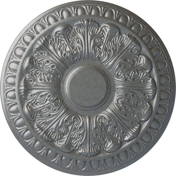 Ekena Millwork Colton Ceiling Medallion (Fits Canopies up to 4 3/4"), Hand-Painted Platinum, 15 3/4"OD x 1 1/2"P CM15CNPLS - main